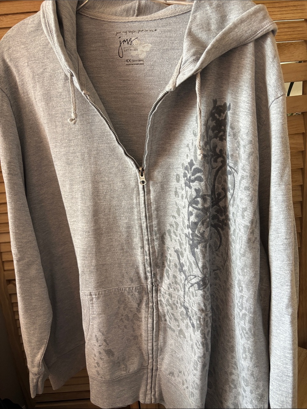 Just My Size Light Gray Pu
Zip Front Hoodie
with Subtle Detail 4 X